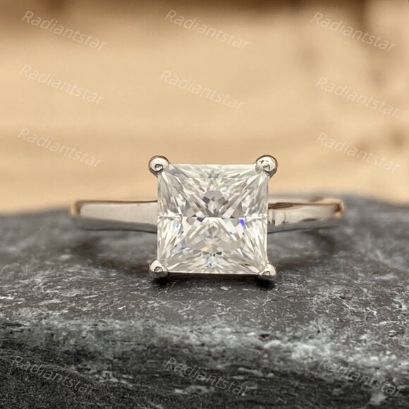 NEW Certified 2ct. t.w. Princess Cut Moissanite  Ring - Picture 1 of 8